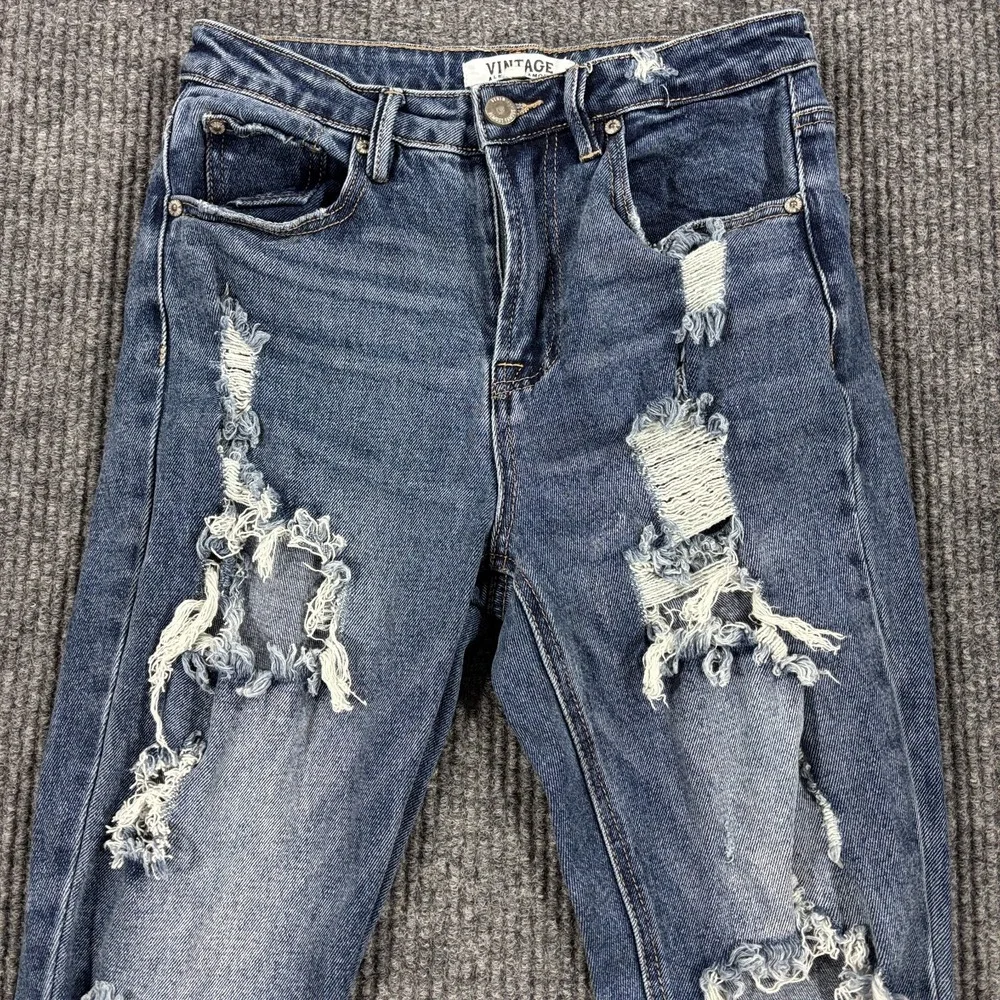Vintage Almost‎ Famous Distressed Skinny Fit Jeans Women 3 Blue Stretch Comfort